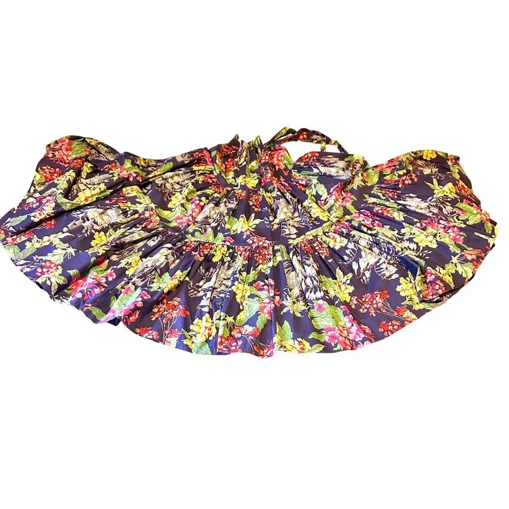 VTG Laura Ashley M Floral Tiered Midi Prairie Skirt Cottage 80s Boho Festival - Picture 8 of 11